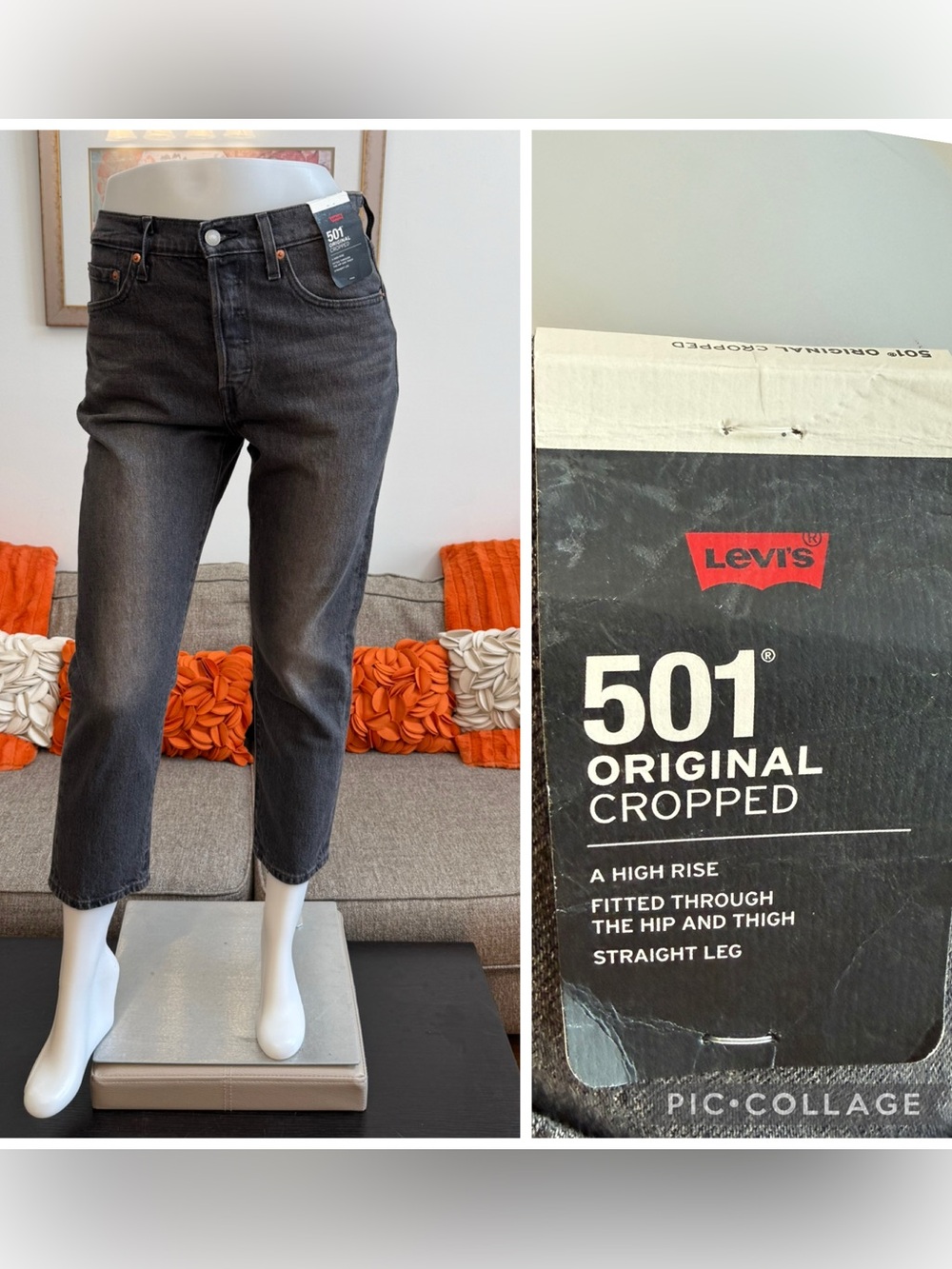 NWT Levi’s 501° ORIGINAL CROPPED BLACK WOMEN'S JEANS $98 MSRP
